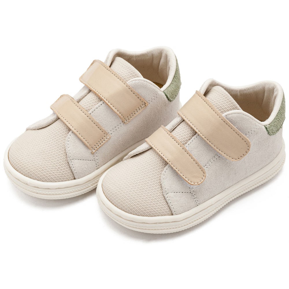 BS3085 Σνίκερ με Διπλή Μπαρέτα Χρατς  Λευκό Μπεζ