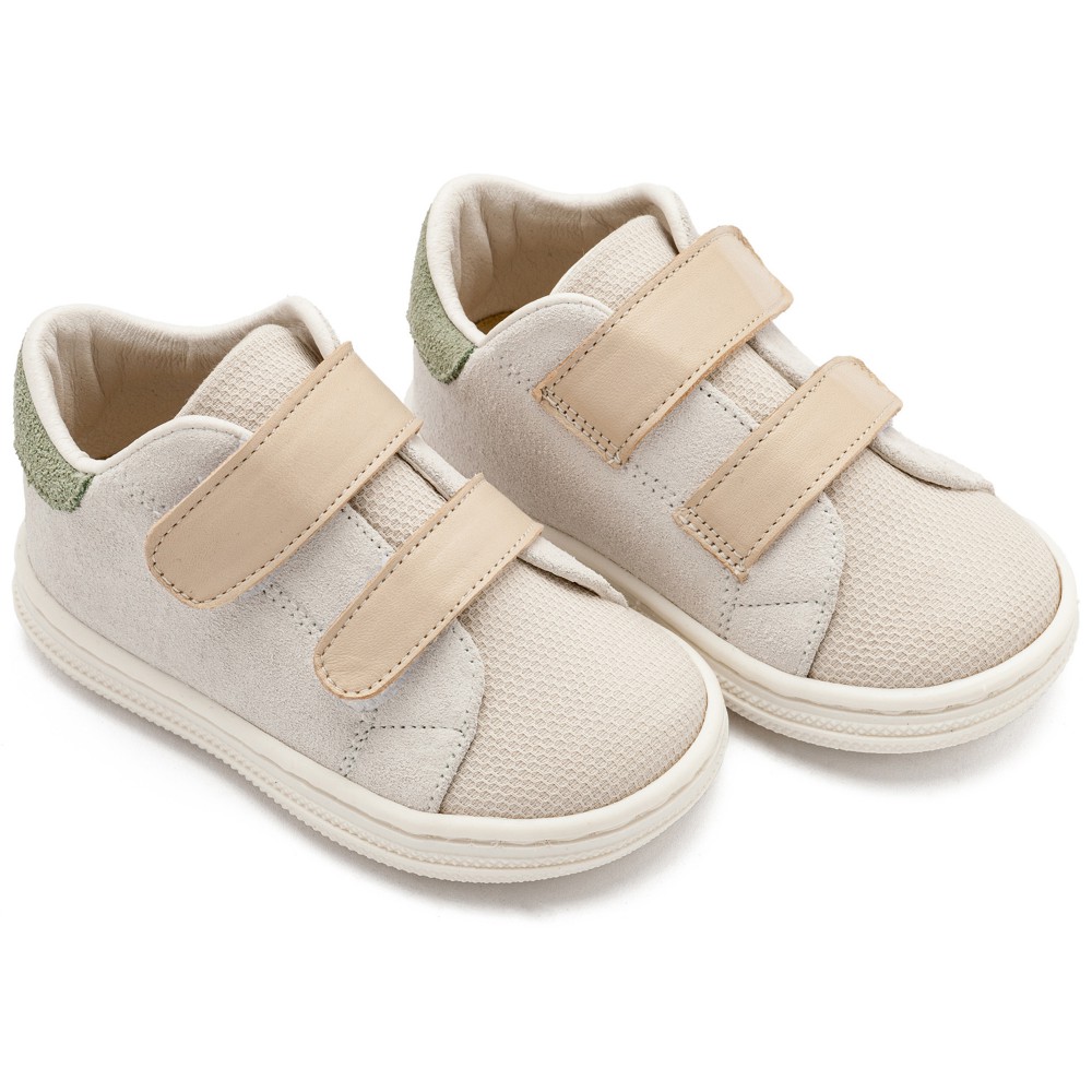 BS3085 Σνίκερ με Διπλή Μπαρέτα Χρατς  Λευκό Μπεζ