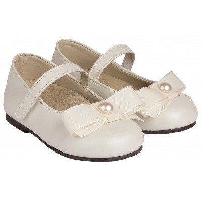 BS3500 Γοβάκι Μονή Μπαρέτα με Φιόγκο  Εκρού