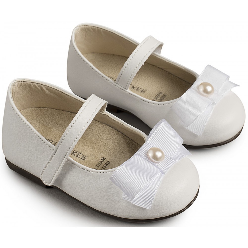 BS3500 Γοβάκι Μονή Μπαρέτα με Φιόγκο Λευκό