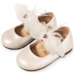 BS3562 Γοβάκι Μονή Μπαρέτα με Φιόγκο  Εκρού