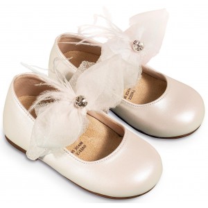 BS3562 Γοβάκι Μονή Μπαρέτα με Φιόγκο  Εκρού