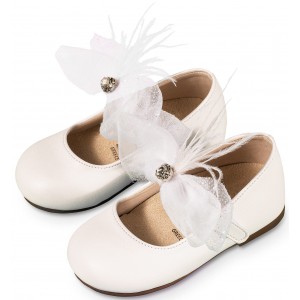 BS3562 Γοβάκι Μονή Μπαρέτα με Φιόγκο Λευκό  