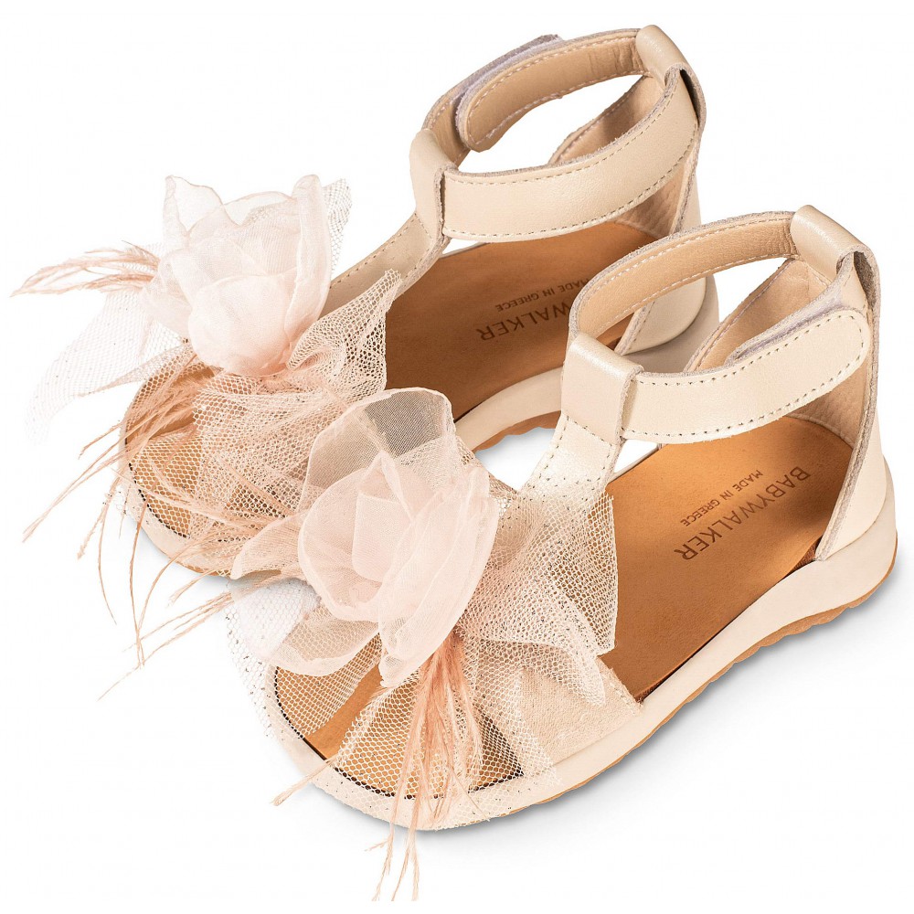 BS3588 Πέδιλο με Λουλούδι  Εκρού-Nude