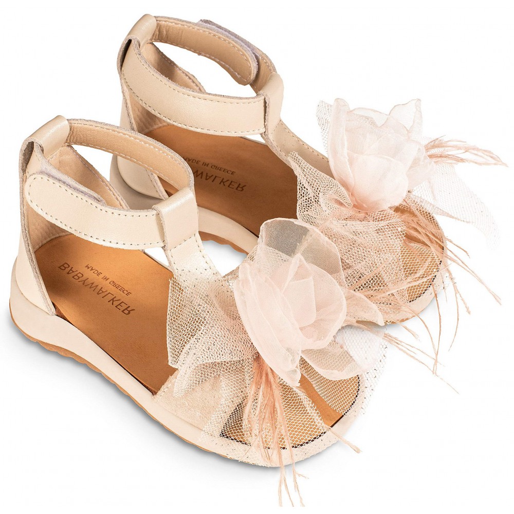 BS3588 Πέδιλο με Λουλούδι  Εκρού-Nude