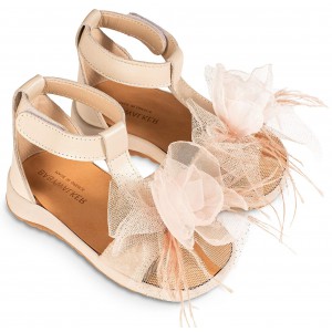 BS3588 Πέδιλο με Λουλούδι  Εκρού-Nude