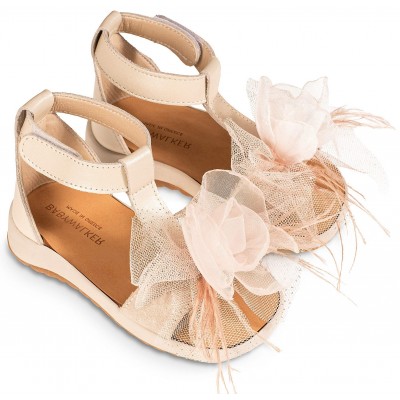 BS3588 Πέδιλο με Λουλούδι  Εκρού-Nude