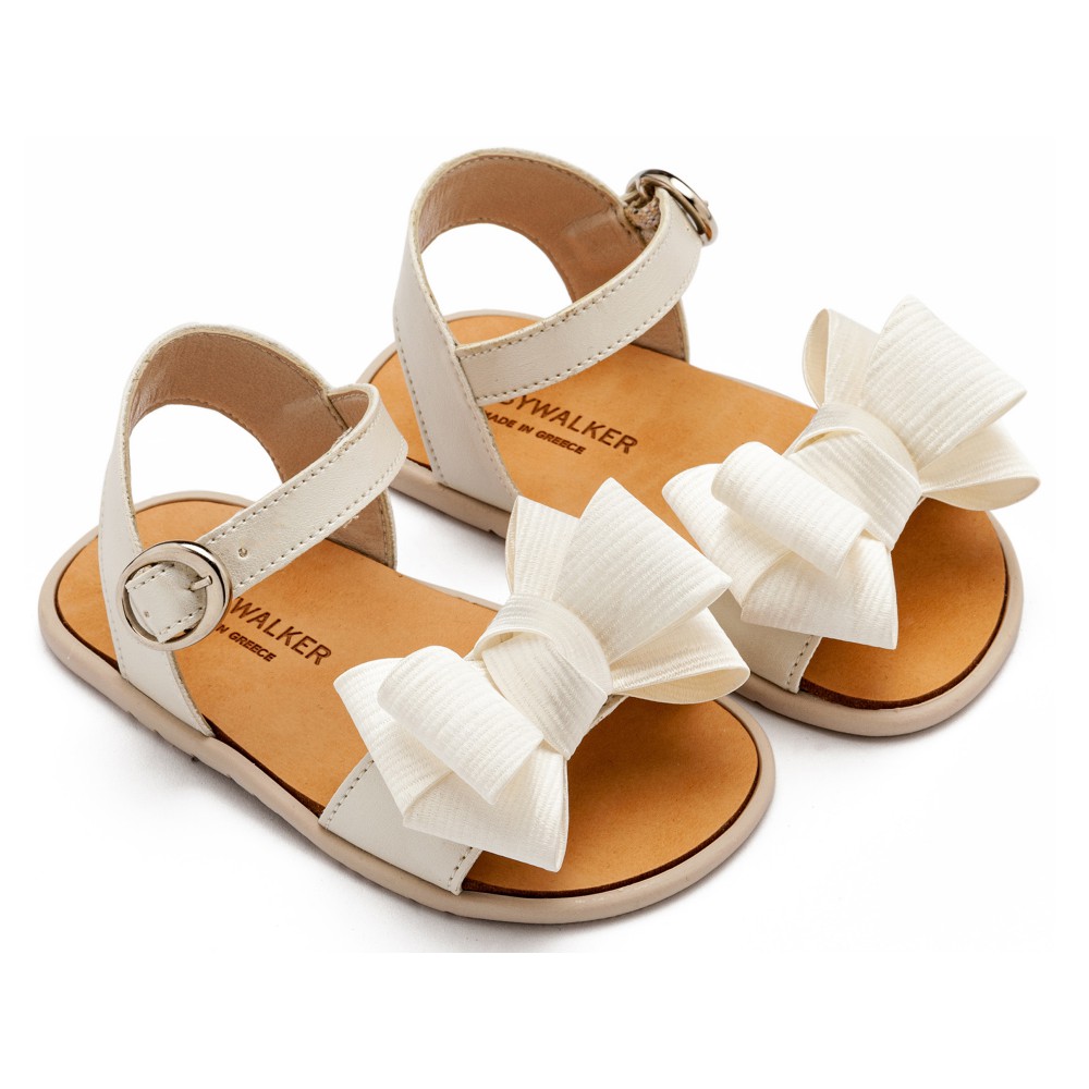 BS3592 Πέδιλο με Υφασμάτινο Φιόγκο  Εκρού