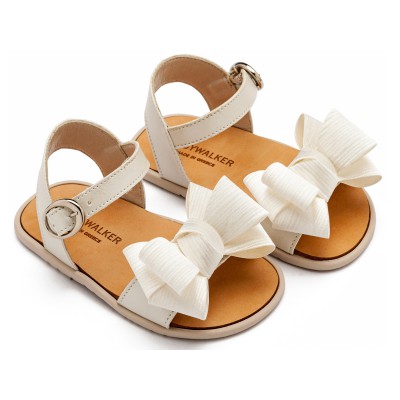 BS3592 Πέδιλο με Υφασμάτινο Φιόγκο  Εκρού