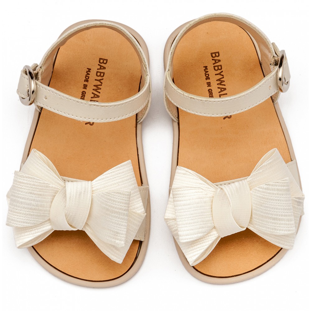 BS3592 Πέδιλο με Υφασμάτινο Φιόγκο  Εκρού