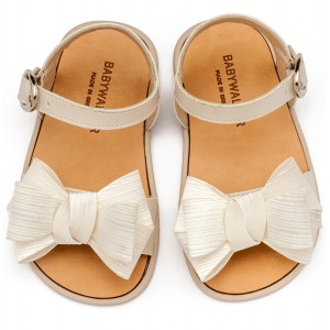 BS3592 Πέδιλο με Υφασμάτινο Φιόγκο  Εκρού