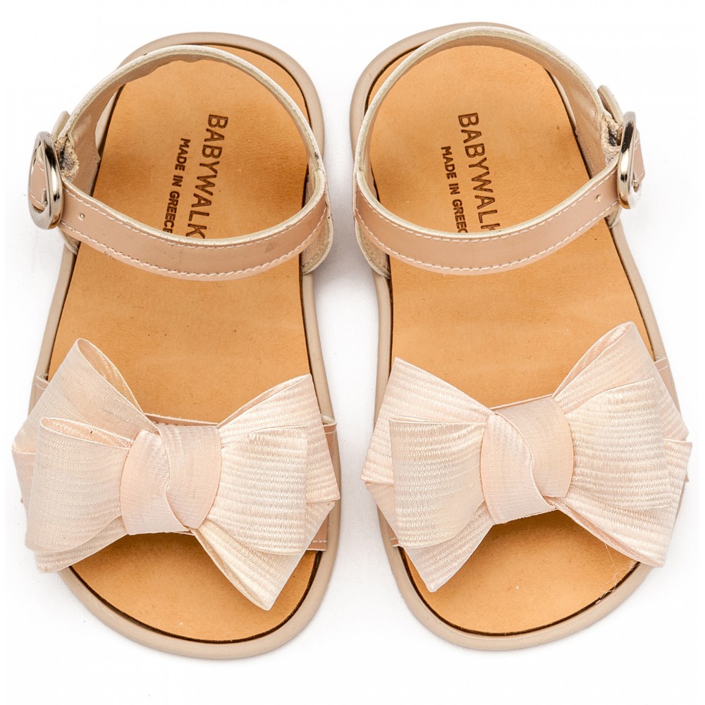 BS3592 Πέδιλο με Υφασμάτινο Φιόγκο Nude