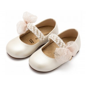 BS3596 Γοβάκι Μονή Μπαρέτα Διακοσμημένη με Χειροποίητο Διακοσμητικό  Εκρού