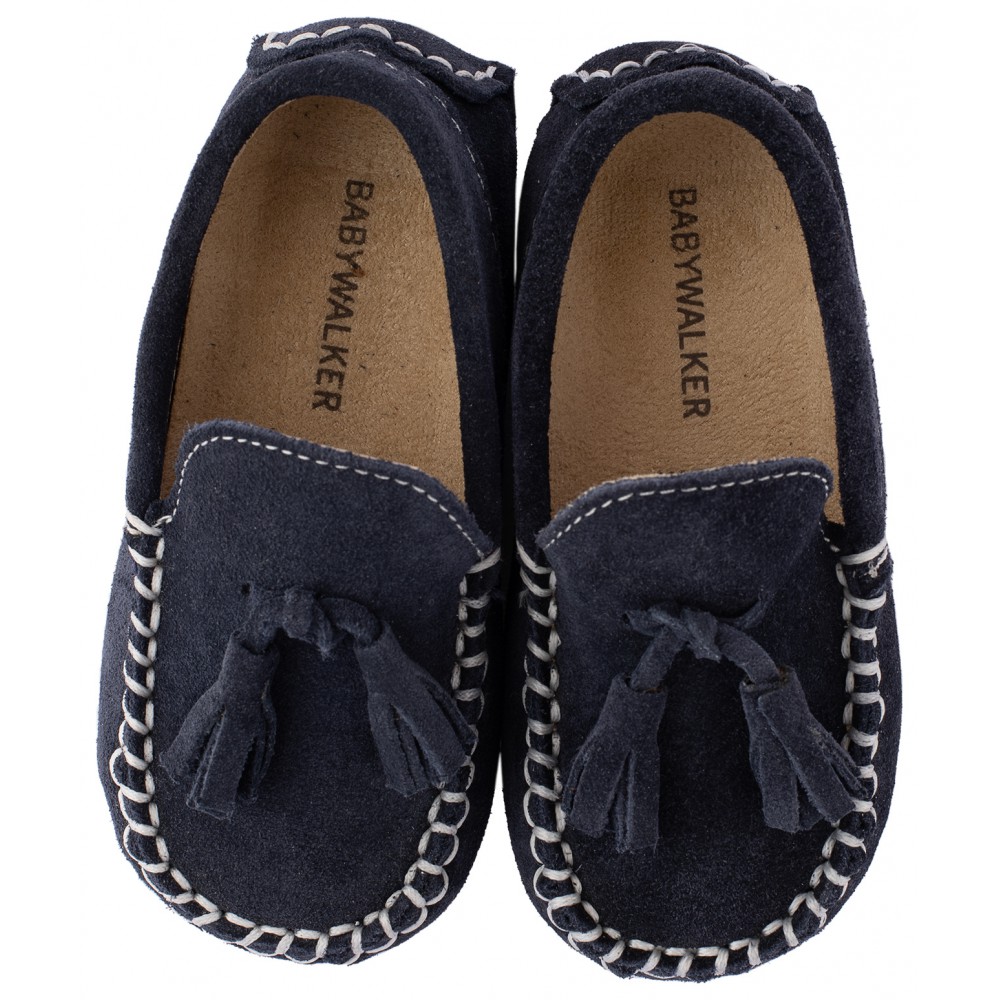 BW4011 Καστόρινο Μοκασίνι με Φουντάκια  Μπλε