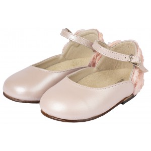 BW4503 Γαλλικό Γοβάκι με Διακοσμημένη Φτέρνα απο Λουλούδια Ροζ