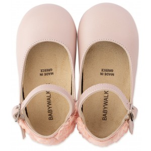 BW4503 Γαλλικό Γοβάκι με Διακοσμημένη Φτέρνα απο Λουλούδια Ροζ