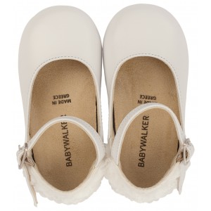 BW4503 Γαλλικό Γοβάκι με Διακοσμημένη Φτέρνα απο Λουλούδια  Λευκό