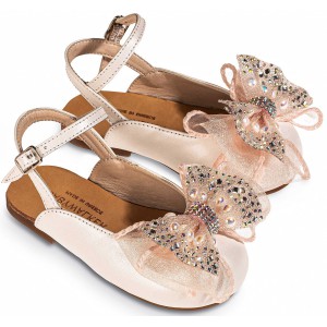 BW4828 Γαλλικό Σαμπό με Φιόγκο Οργάντζας και Στρας Εκρού Ροζ