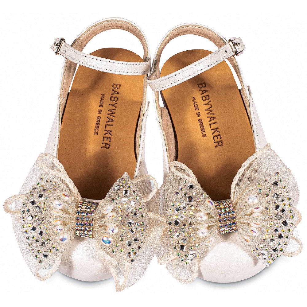 BW4828 Γαλλικό Σαμπό με Φιόγκο Οργάντζας και Στρας  Εκρού