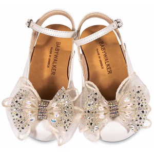 BW4828 Γαλλικό Σαμπό με Φιόγκο Οργάντζας και Στρας  Εκρού