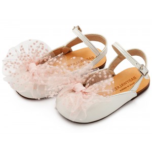 BW4859 Γαλλικό Σαμπό με Χειροποίητο Τούλινο Φιόγκο  Εκρού Ροζ