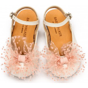 BW4859 Γαλλικό Σαμπό με Χειροποίητο Τούλινο Φιόγκο  Εκρού Ροζ