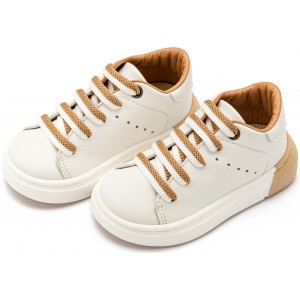 EXC5294 Δετό Sneaker με Δίχρωμο Κορδόνι  Λευκό Μπεζ 