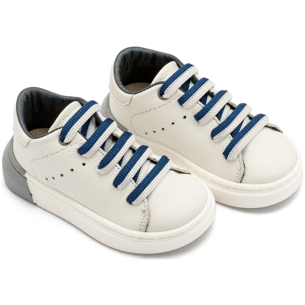 EXC5294 Δετό Sneaker με Δίχρωμο Κορδόνι  Λευκό Μπλε 