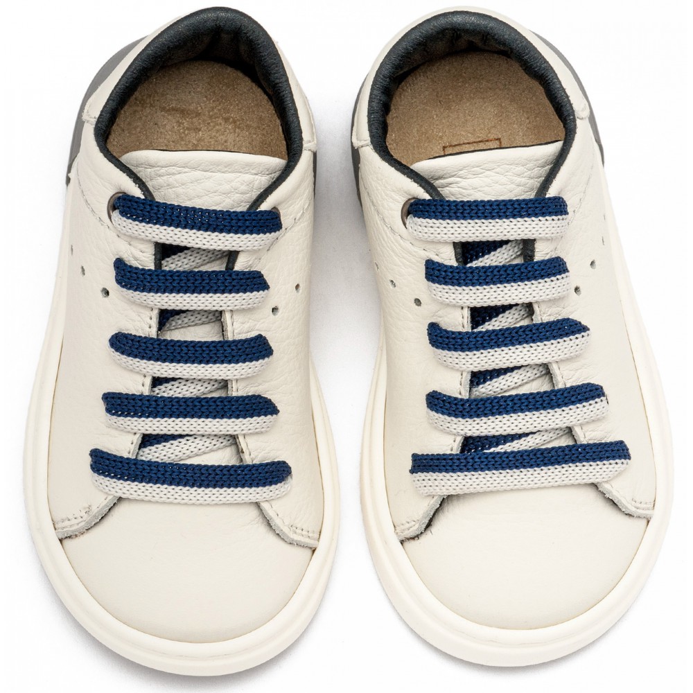 EXC5294 Δετό Sneaker με Δίχρωμο Κορδόνι  Λευκό Μπλε 