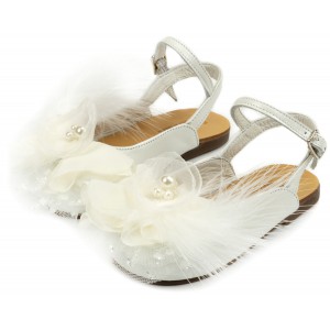 EXC5772 Δερμάτινο Σαμπό με Χειροποίητο Λουλούδι  Εκρού