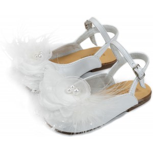 EXC5772 Δερμάτινο Σαμπό με Χειροποίητο Λουλούδι  Λευκό