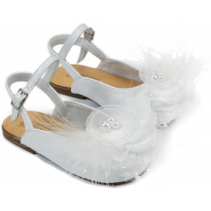 EXC5772 Δερμάτινο Σαμπό με Χειροποίητο Λουλούδι  Λευκό