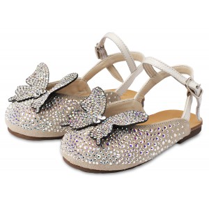 EXC5857 Σαμπό Διακοσμημένο Ολόγυρα με Στρας και Πεταλούδα  Εκρού