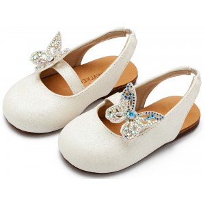 EXC5881 Γαλλικό Σαμπό Διακοσμημένο με Στρασένια Πεταλούδα στο Πλάι Λευκό