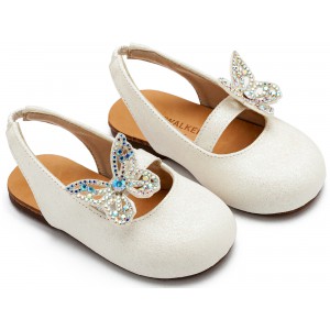 EXC5881 Γαλλικό Σαμπό Διακοσμημένο με Στρασένια Πεταλούδα στο Πλάι Λευκό