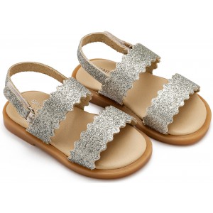 GR0108 Δερμάτινο Σανδάλι  Silver