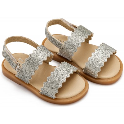 GR0108 Δερμάτινο Σανδάλι  Silver