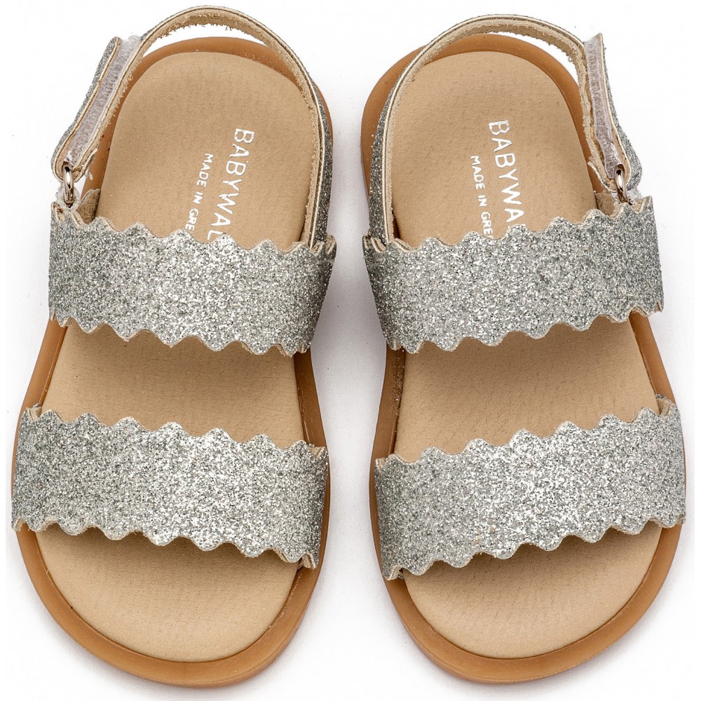 GR0108 Δερμάτινο Σανδάλι  Silver