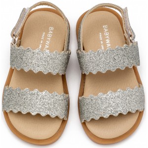 GR0108 Δερμάτινο Σανδάλι  Silver