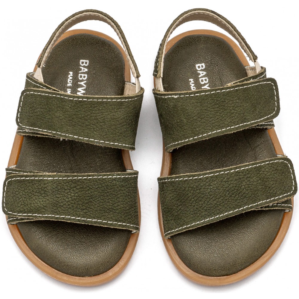 GR0112 Δερμάτινο Σανδάλι  Χακί