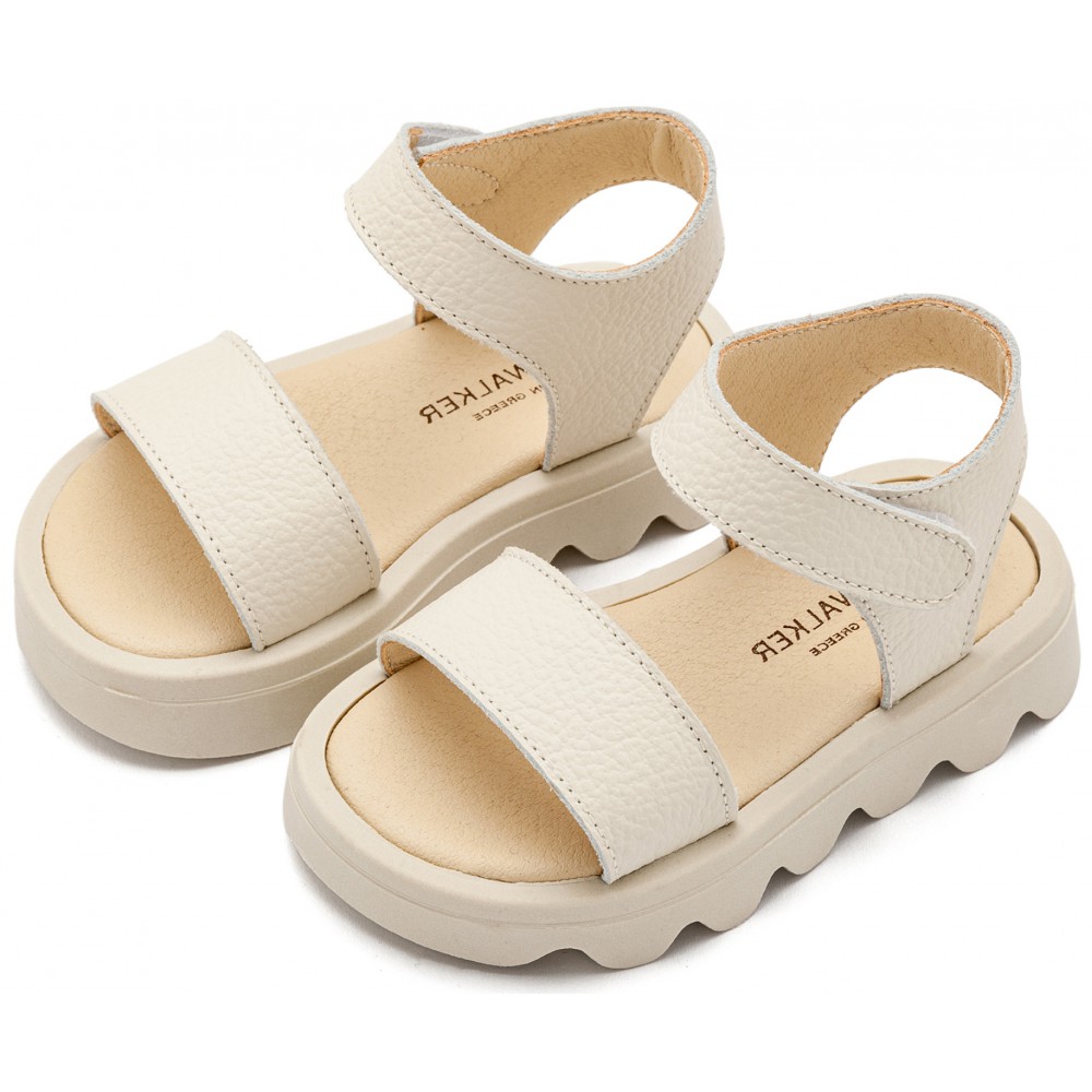 GR0113 Δερμάτινο Πέδιλο  Εκρού