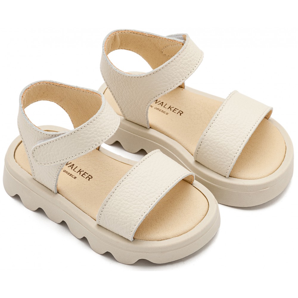 GR0113 Δερμάτινο Πέδιλο  Εκρού