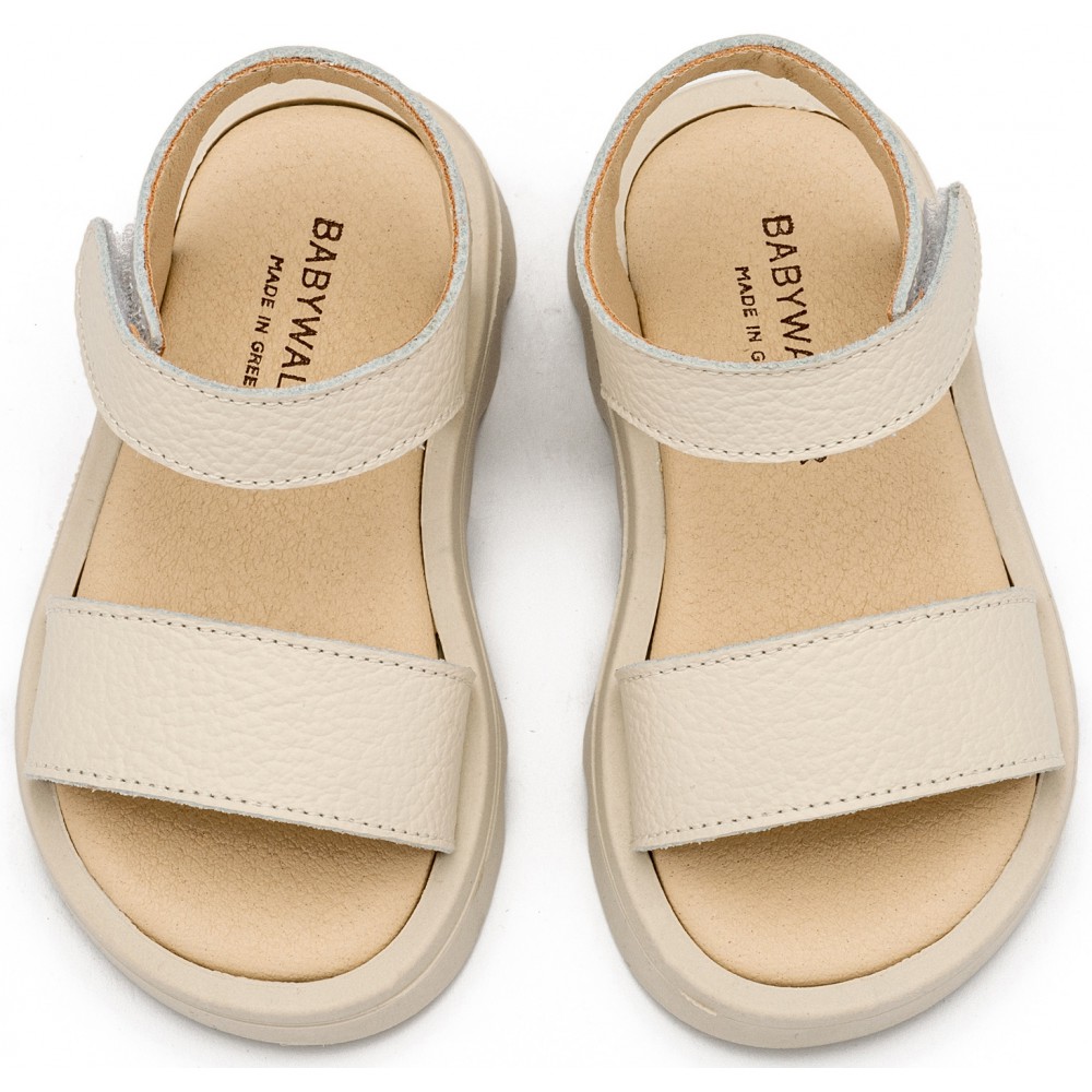 GR0113 Δερμάτινο Πέδιλο  Εκρού