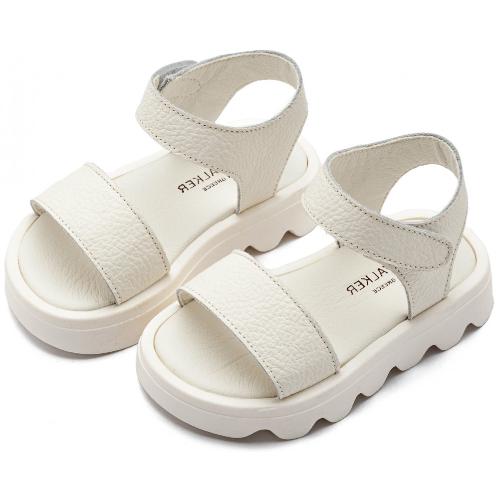 GR0113 Δερμάτινο Πέδιλο Λευκό