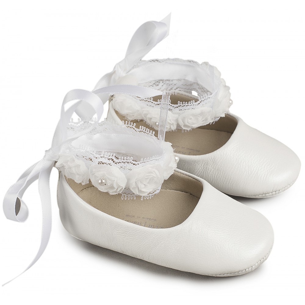 MI1506 Λευκή Μπαλαρίνα με Δέσιμο στον Αστράγαλο 