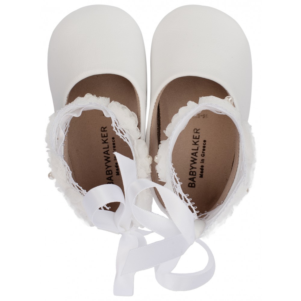 MI1506 Λευκή Μπαλαρίνα με Δέσιμο στον Αστράγαλο 