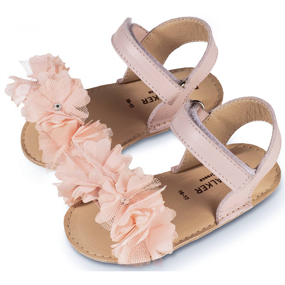 MI1633 Ροζ Πέδιλο με Chiffon Λουλούδια 