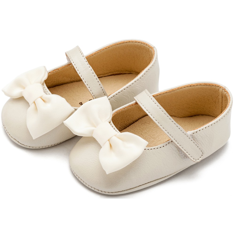 MI1646 Εκρού Γοβάκι Μονή Μπαρέτα με Υφασμάτινο Χειροποίητο Φιογκάκι 