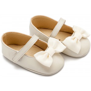 MI1646 Εκρού Γοβάκι Μονή Μπαρέτα με Υφασμάτινο Χειροποίητο Φιογκάκι 