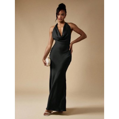 Φόρεμα Μάξι Ντραπέ Σατέν